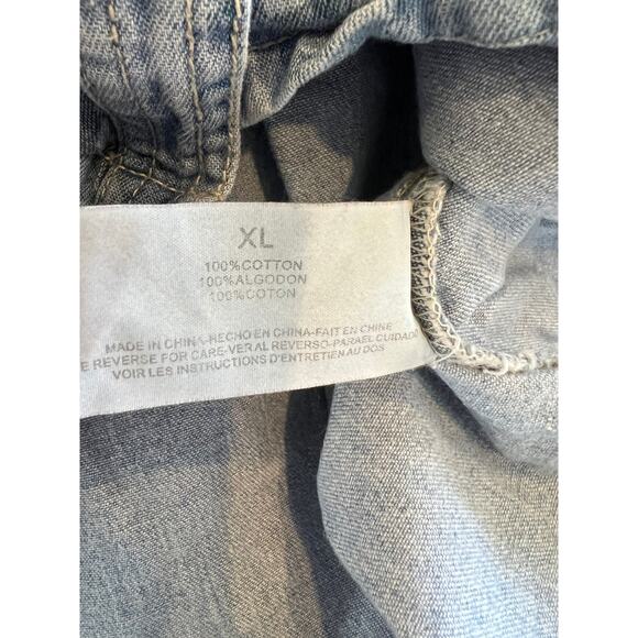 Vintage 90s Gloria Vanderbilt Rose Print chambray shirt XL - Picture 6 of 7